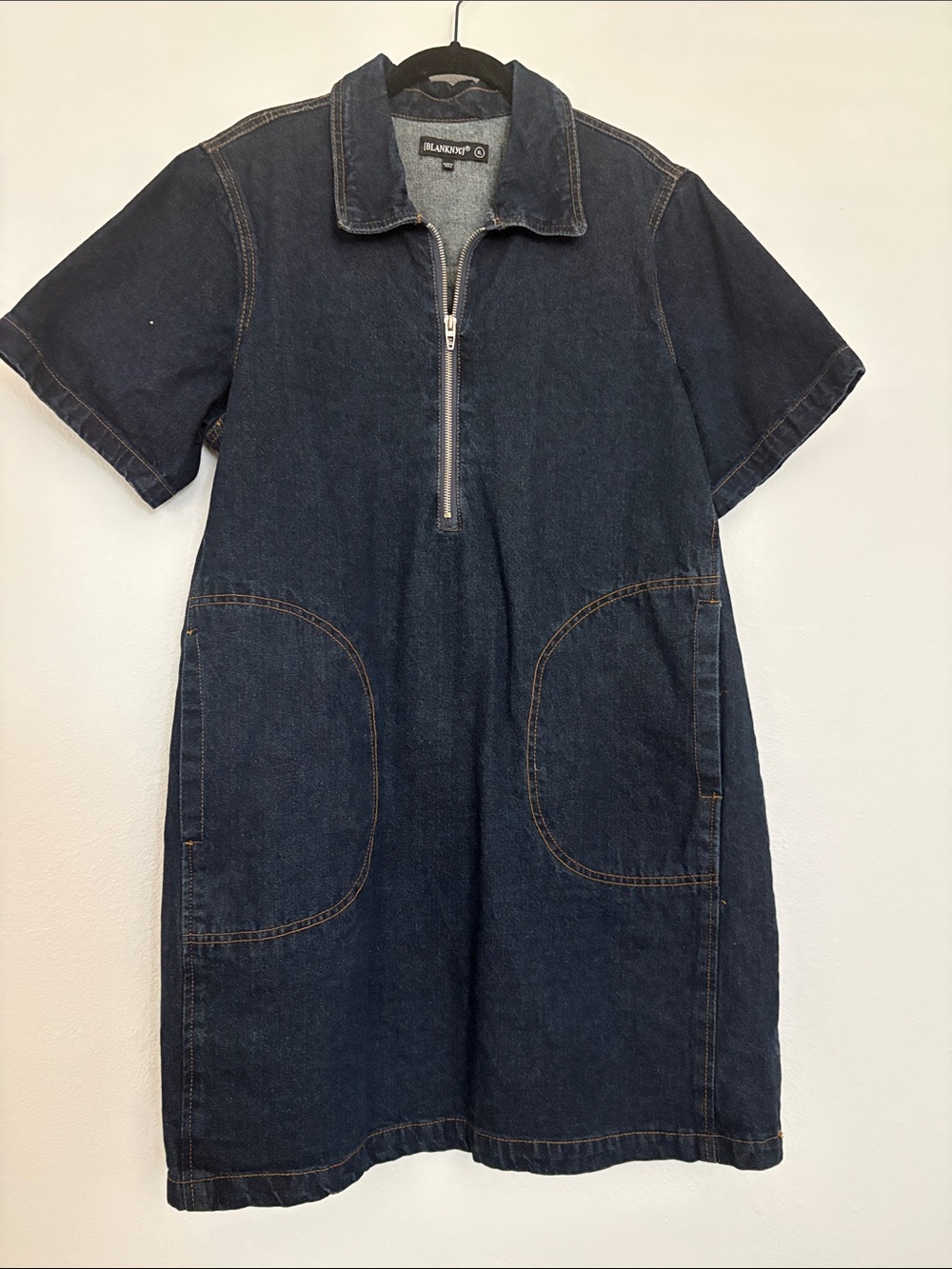 Blank NYC Kids Dark Indigo Denim Short-Sleeve Jumper Dress